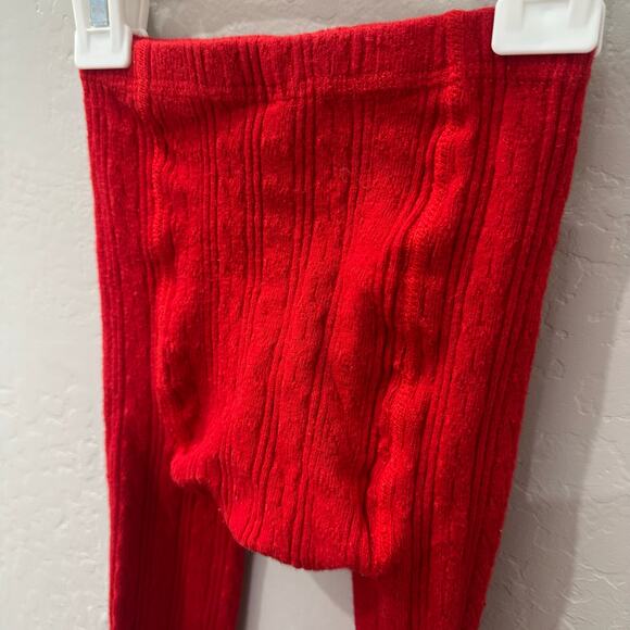 Little Stocking Co Bright Red Cable Knit Tights - Picture 5 of 7